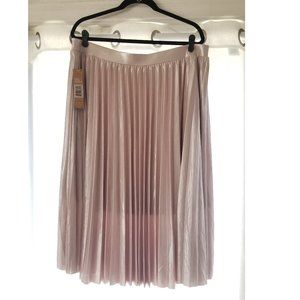 Rachel Roy Pleated Blush Metallic Midi Skirt 2X